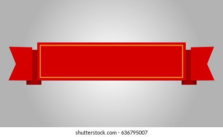 Red ribbon on gray background. Vector illustration.