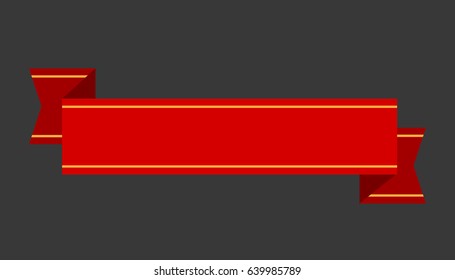 Red ribbon on gray background, Vector illustration.
