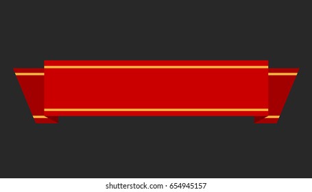 Red ribbon on gray background, Vector illustration.