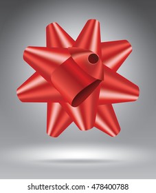 Red ribbon on grey, vector illustration template for advertising