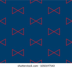 Red Ribbon on Indigo Blue Seamless Pattern Background. Vector Illustration.