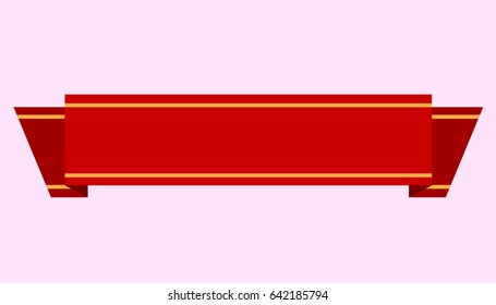 Red ribbon on pink background, Vector illustration.