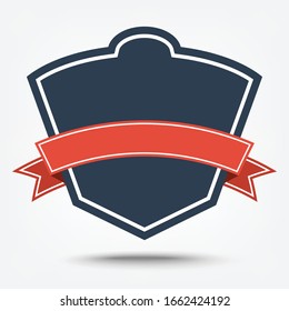 cinta roja en 
escudo aislado en fondo blanco,estilo vectorial plano,Ilustración vectorial