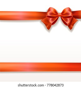 Red ribbon on top and below, parallel to each other on white background,  Vector illustration