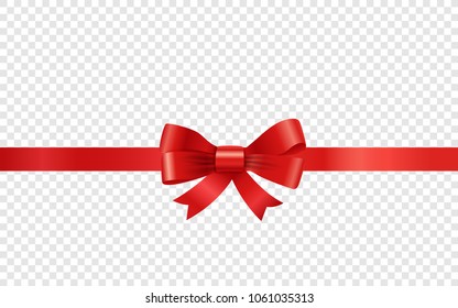 Red ribbon on transparent background. Vector illustration