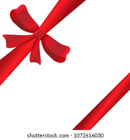 red ribbon with ribbon on white background vector illustration
