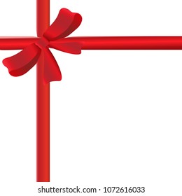 red ribbon with ribbon on white background vector illustration