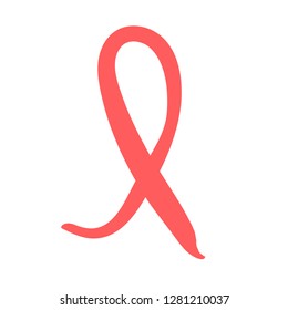 Red ribbon on a white background. Vector illustration