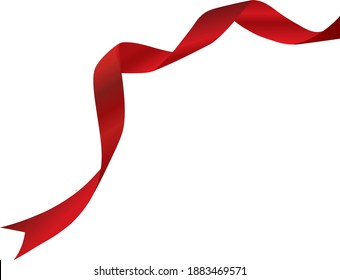 Red ribbon on white background for your design