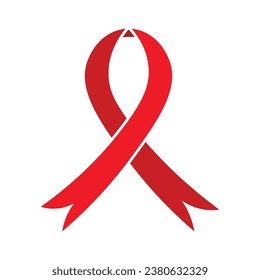Red ribbon on white background. AIDS Awareness Day