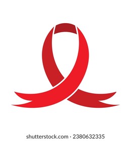 Red ribbon on white background. AIDS Awareness Day