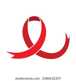 Rotes Band auf weißem Hintergrund. Tag der AIDS-Aufklärung