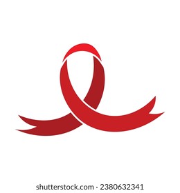 Red ribbon on white background. AIDS Awareness Day