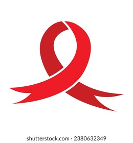 Red ribbon on white background. AIDS Awareness Day