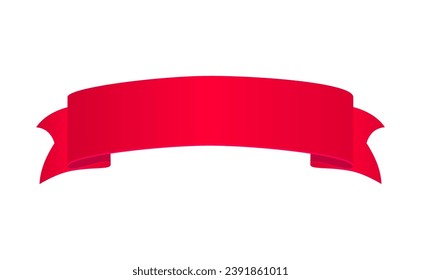 Red ribbon on white background. Isolated vector.