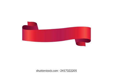 Red ribbon on white background. Vector illustration for your graphic design.