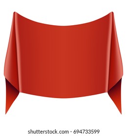 Red ribbon on white background. Vector illustration
