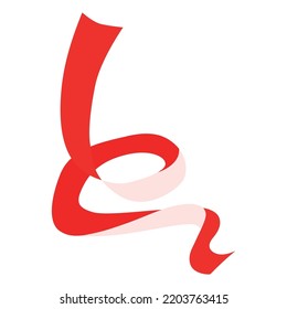 Red ribbon, papyrus ribbon. Illustration of vector design.