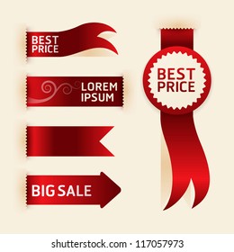 red ribbon promotion products design, vector illustration