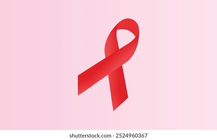 Red ribbon. Realistic red ribbon design representing World AIDS Day on December 1st, vector illustration.