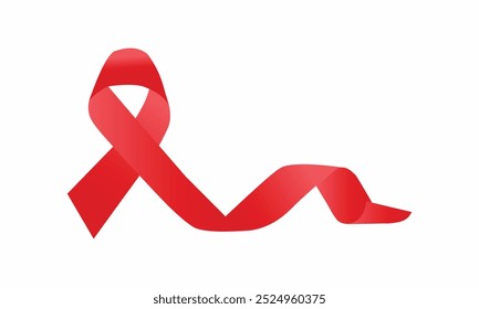 Red ribbon. Realistic red ribbon design representing World AIDS Day on December 1st, vector illustration.