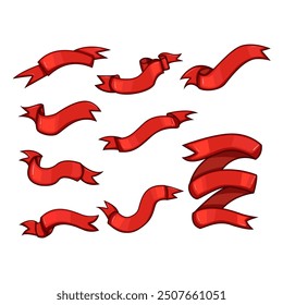 red ribbon retro set cartoon. support prevention, education health, advocacy community red ribbon retro sign. isolated symbol vector illustration