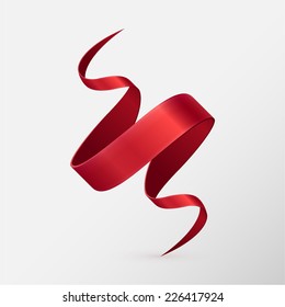 Red ribbon retro style. Design element. Isolated on a gray background. Banner with Space For Text. Vector illustration.