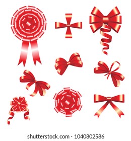 red ribbon rosette bows