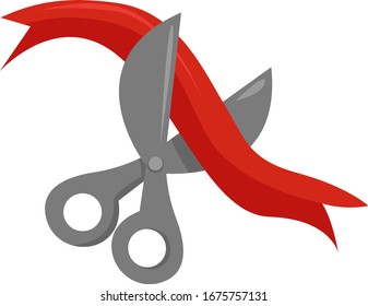 Red Ribbon Scissors Illustration Vector On Stock Vector (Royalty Free ...