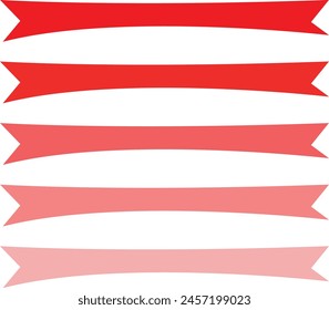 Rotes Farbband   Red Ribbon Banner Designmaterial Red Ribbon isoliert auf Weiß Top-Ansicht von Red Ribbon isoliert auf weißem Hintergrund. Flachlage