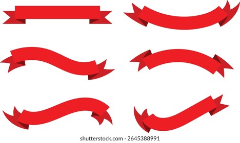 red ribbon set. red ribbon banner vector illustration.