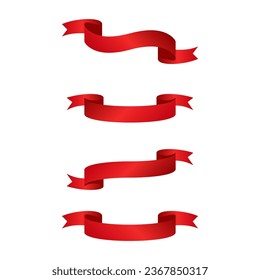 red ribbon set blank template collection. ribbon for banner
