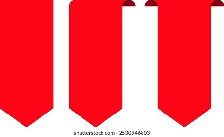 red ribbon set bookmark 3d gradient tag. isolated image background.