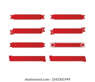 Red Ribbon Set Collection Sign Banner