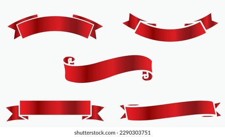 Red ribbon set. red color