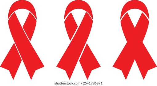 Conjunto de cinta roja Diseño plano Diseño de Vector Fondo blanco aislado