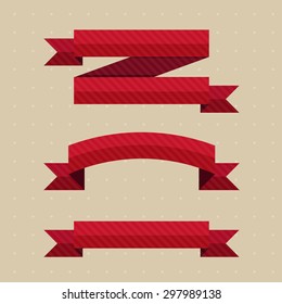 Red ribbon set, flat design
