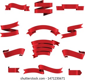 Red Ribbon Set Inisolated White Background Stock Vector (Royalty Free ...