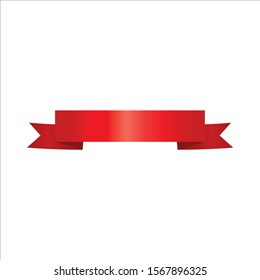 Red Ribbon Set InIsolated White Background, Vector Illustration