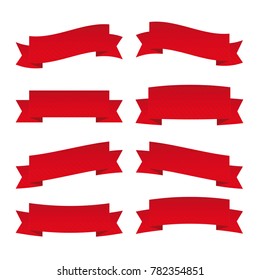 Red ribbon set isolated