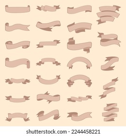 Red ribbon set in Isolated, vector Illustration.