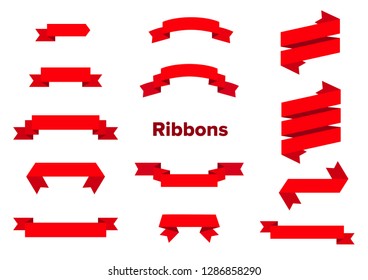Red ribbon set Vector Banner