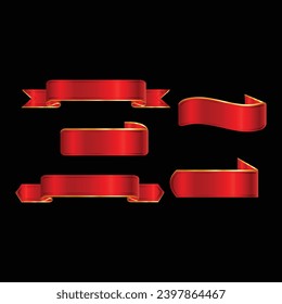 red ribbon set vector file