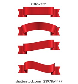 red ribbon set vector file