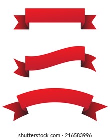 Red ribbon set - vector illustration.