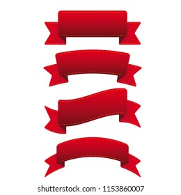 Red Ribbon set vector isolated