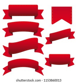 Red Ribbon set vector isolated