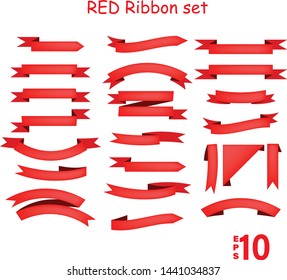 red ribbon sets vector illustration and sticker design 
