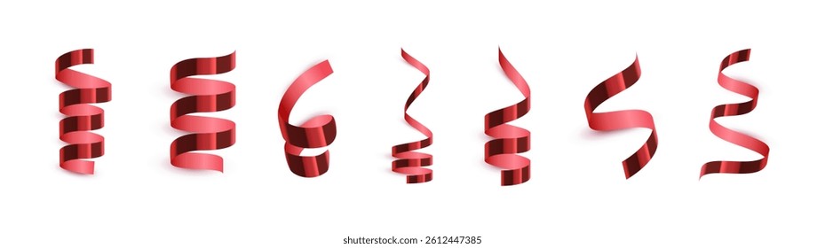 Red Ribbon Spiral Vector Decorations Collection