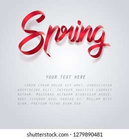 Red ribbon of Spring calligraphy hand lettering, vector art and illustration.